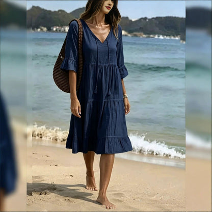 Robe Midi Plage Volantée - reveliu