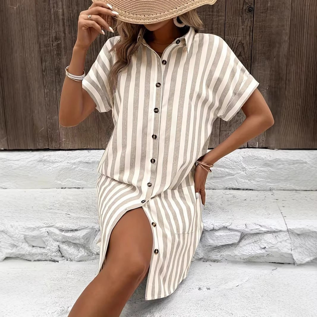 Robe Rayée Ample Élégante - reveliu