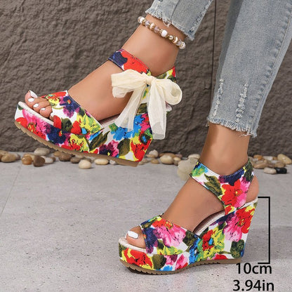 Sandales Talon Lacets Estivales - reveliu