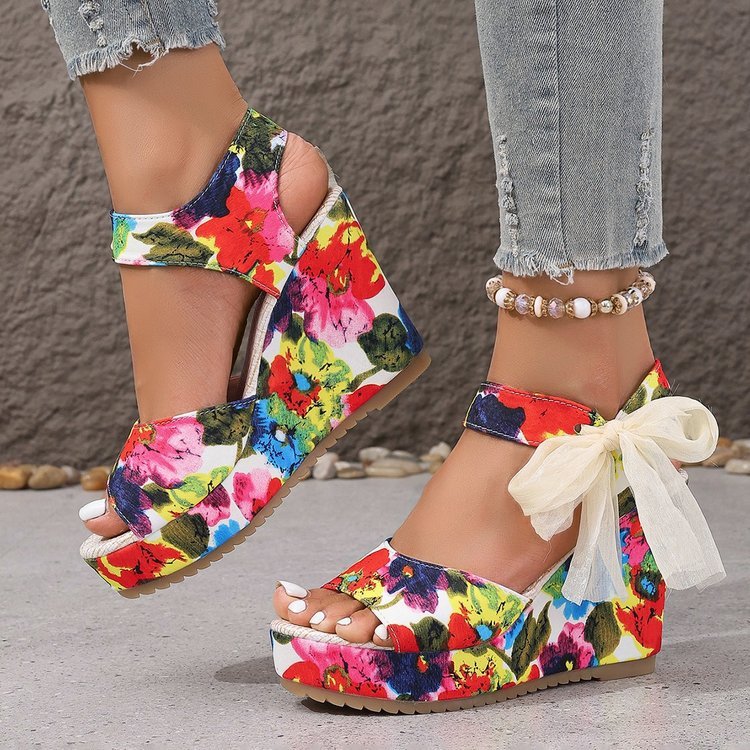 Sandales Talon Lacets Estivales - reveliu