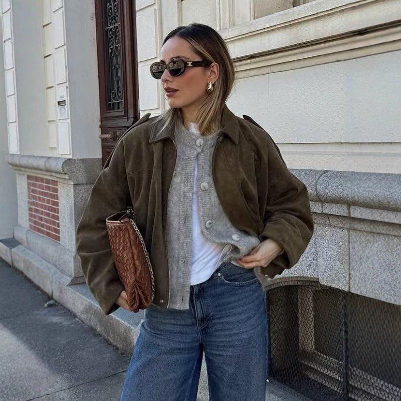 Veste pilote faux daim - reveliu