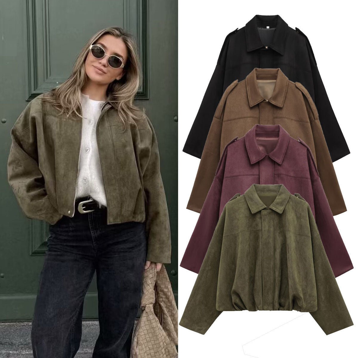 Veste pilote faux daim - reveliu